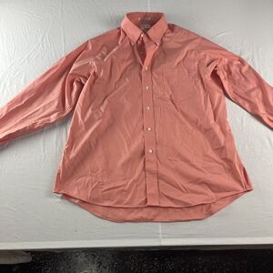 80s Two Ply Pinpoint Eagle Shirtmakers Men's‎ Coral Button Down Size 17 34/35